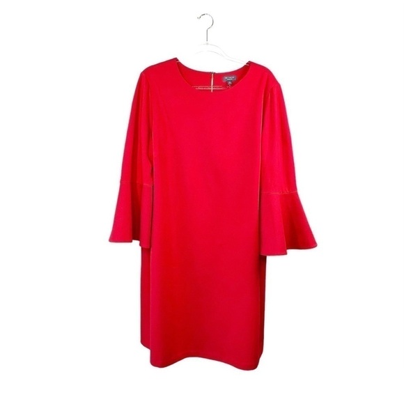 The Limited Red Dress Women’s Sz 1X Bell Sleeves Knee Length Jersey Knit New NWT - Picture 2 of 9